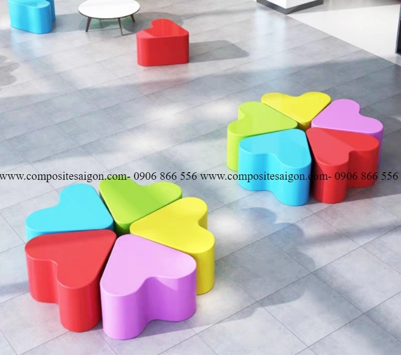 cung cap ban ghe composite re nhat tai hcm 1 7433 - Bộ ghế trái tim bằng nhựa composite lắp ghép cao cấp nhiều màu 500*450mm